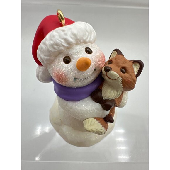 Hallmark Keepsake 1999 Snow Buddies Snowman Fox Ornament Christmas Holiday Decor - Picture 3 of 9